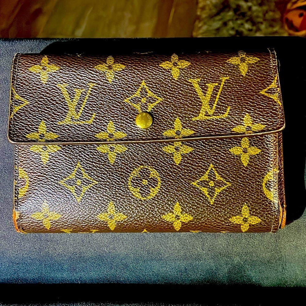 Louis Vuitton trifold passport wallet in monogram